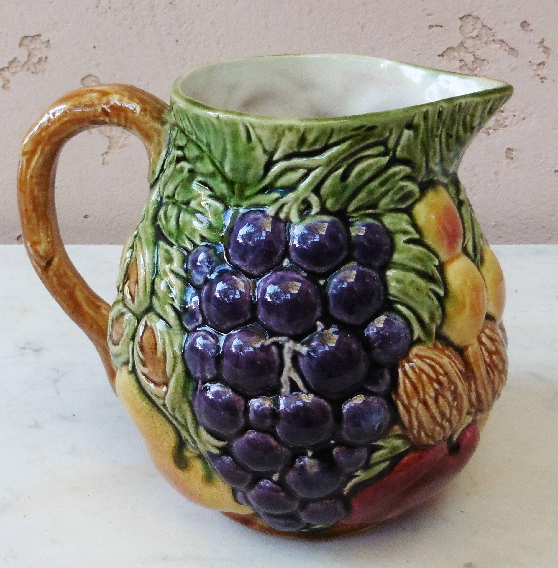 Art Deco Majolica Fruit Pitcher, circa 1930, Sarreguemines