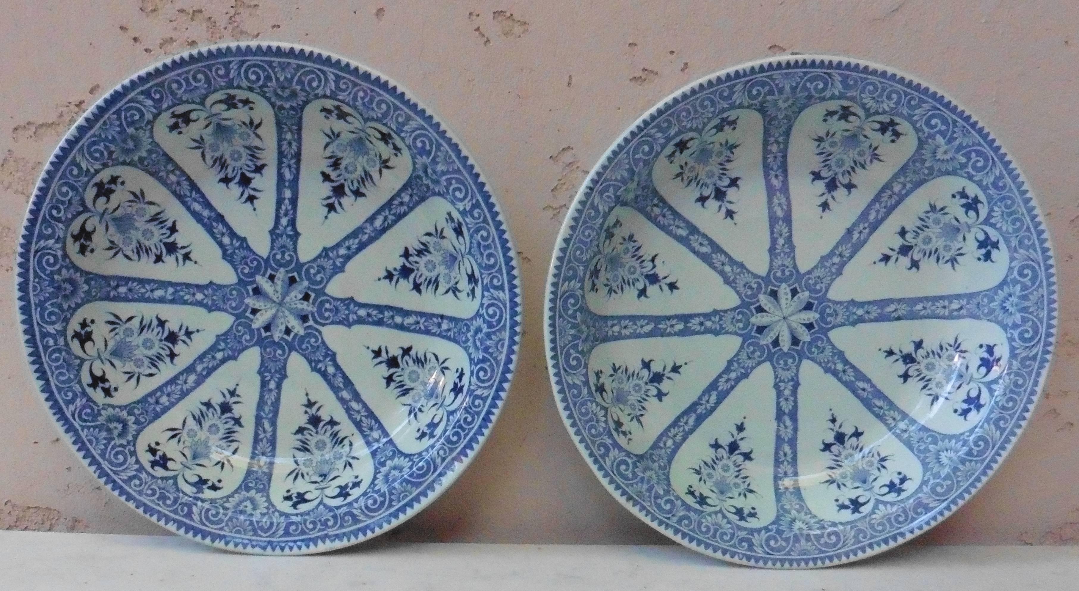 Large French Blue and White Platter Sarreguemines Francois In Good Condition In Austin, TX