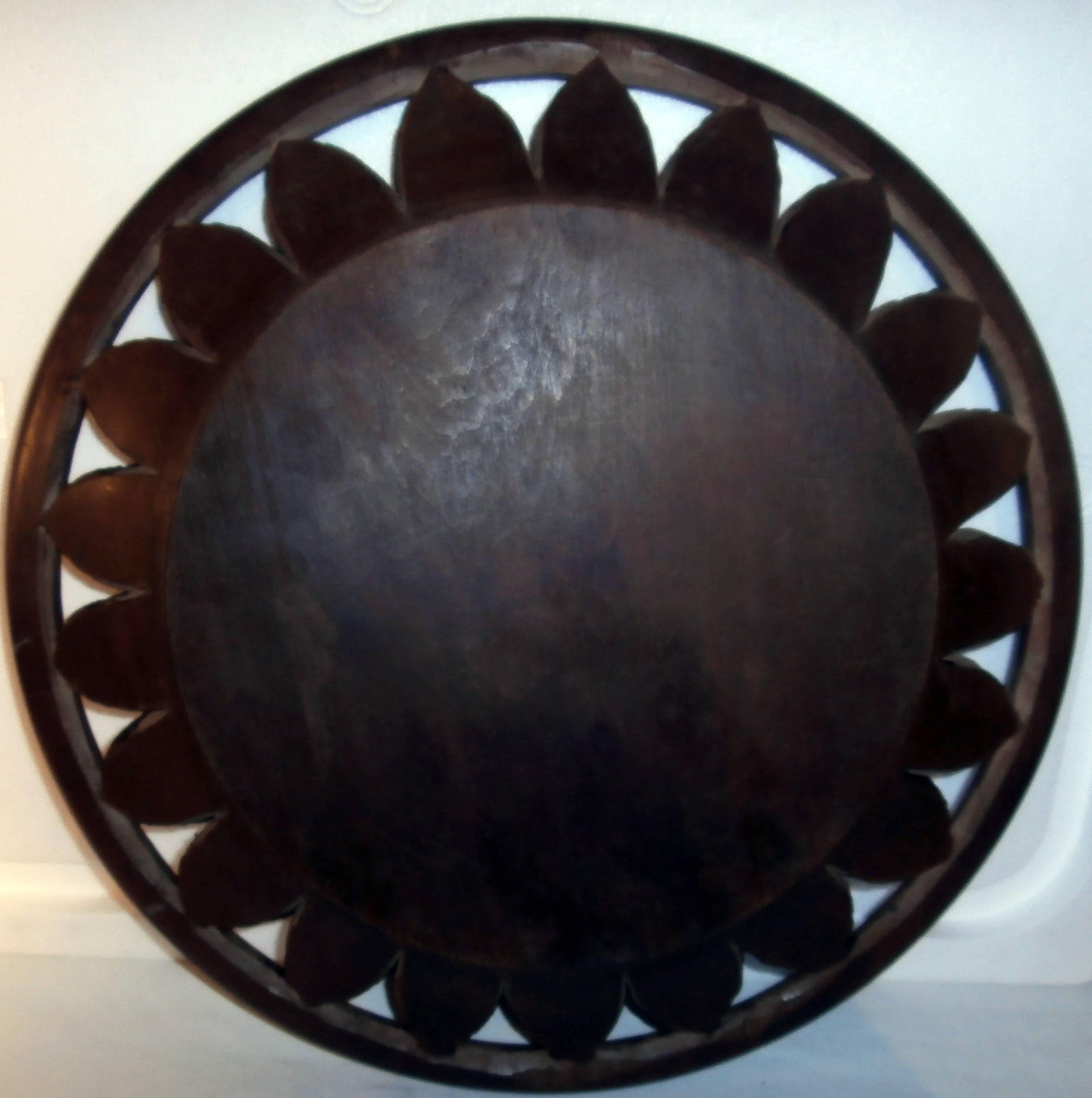 French wood bread platter with wheat and; leaves on the border, circa 1950.