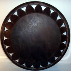 French Reticulated Wheat and Leaves Wood Bread Platter