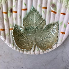 Majolica Asparagus Plate with Leaf Saint Amand, circa 1930