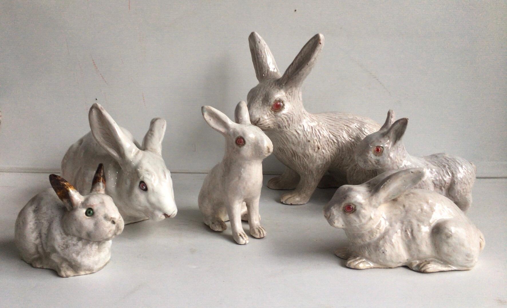 French White Terracotta Majolica Rabbit Bavent, circa 1890 For Sale 5