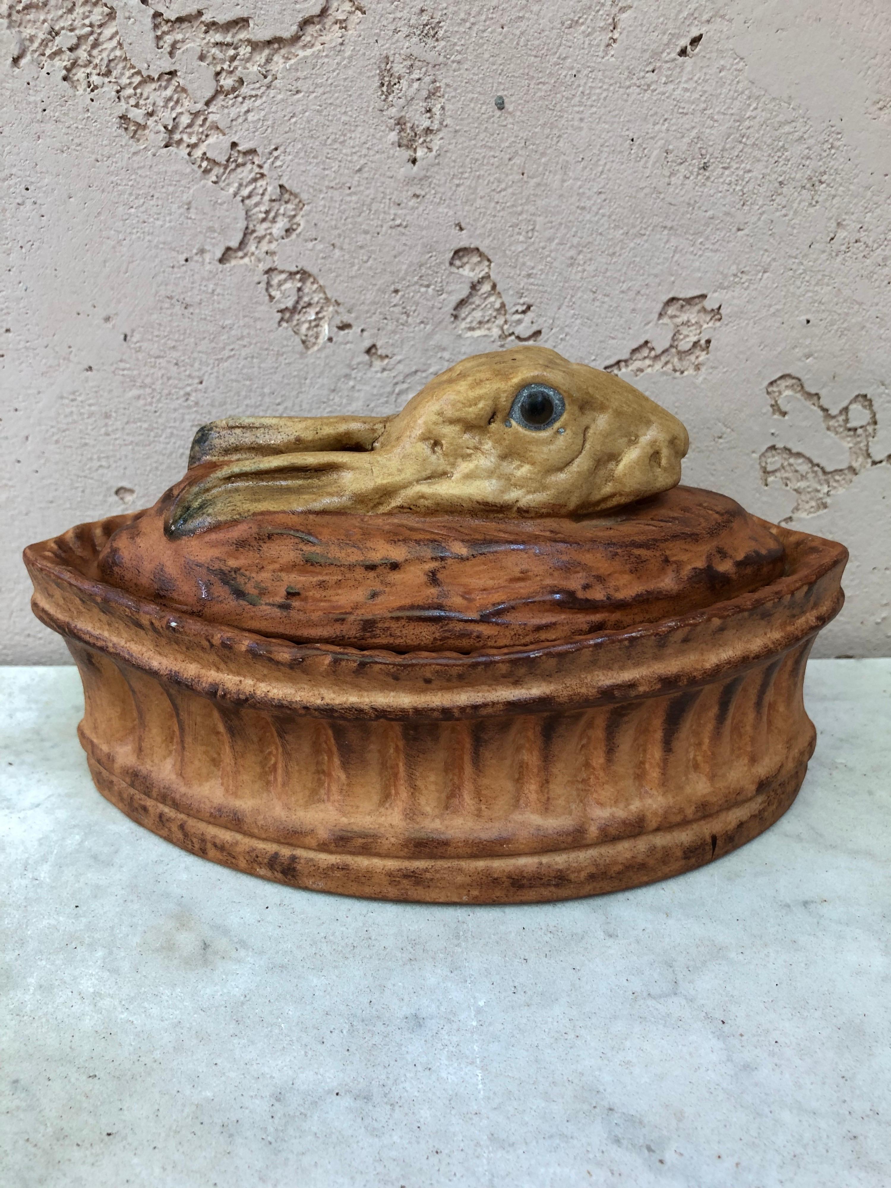 Ceramic French Trompe L'oeil Porcelain Rabbit Pâté Tureen Pillivuyt Mehun