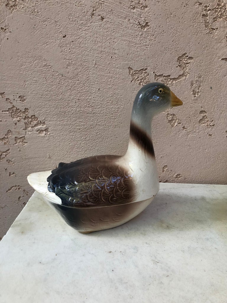 Majolica Goose Tureen, circa 1950 For Sale at 1stDibs