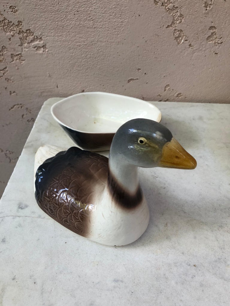 Majolica Goose Tureen, circa 1950 For Sale at 1stDibs