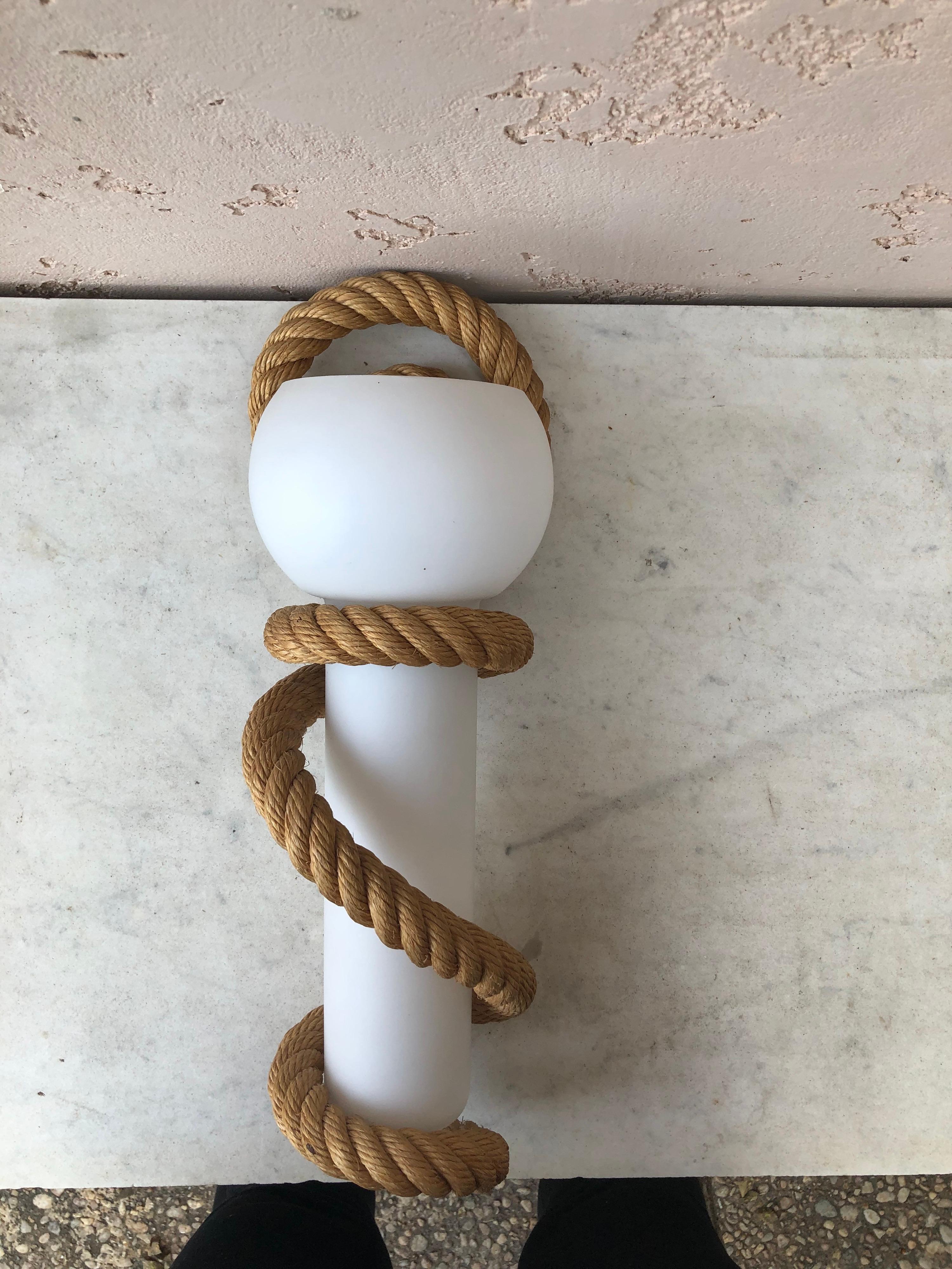 Mid-Century Unusual Rope Sconce Adrien Audoux & Frida Minet For Sale 3