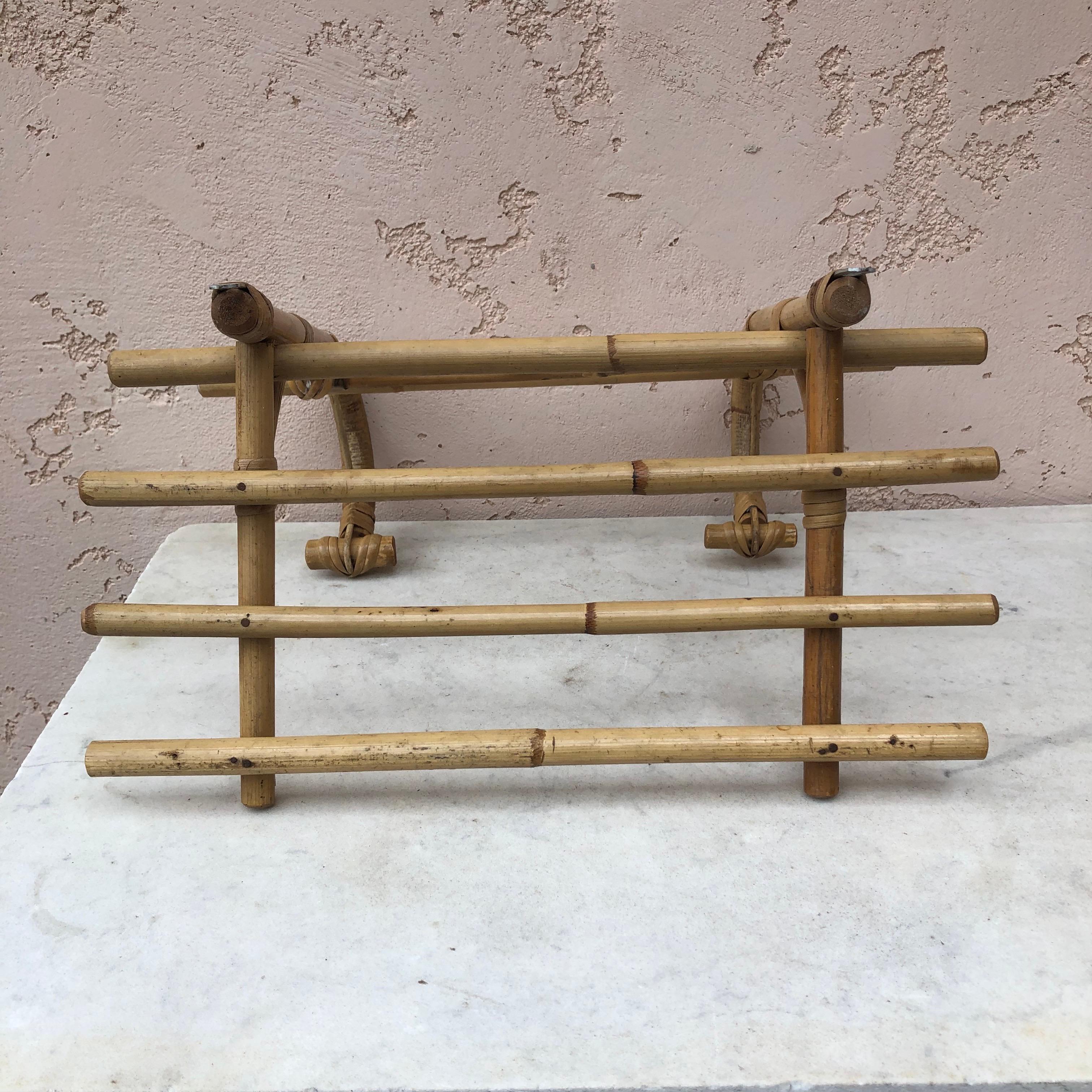 French Rattan & Bamboo Coat Rack Louis Sognot, circa 1950 For Sale 2