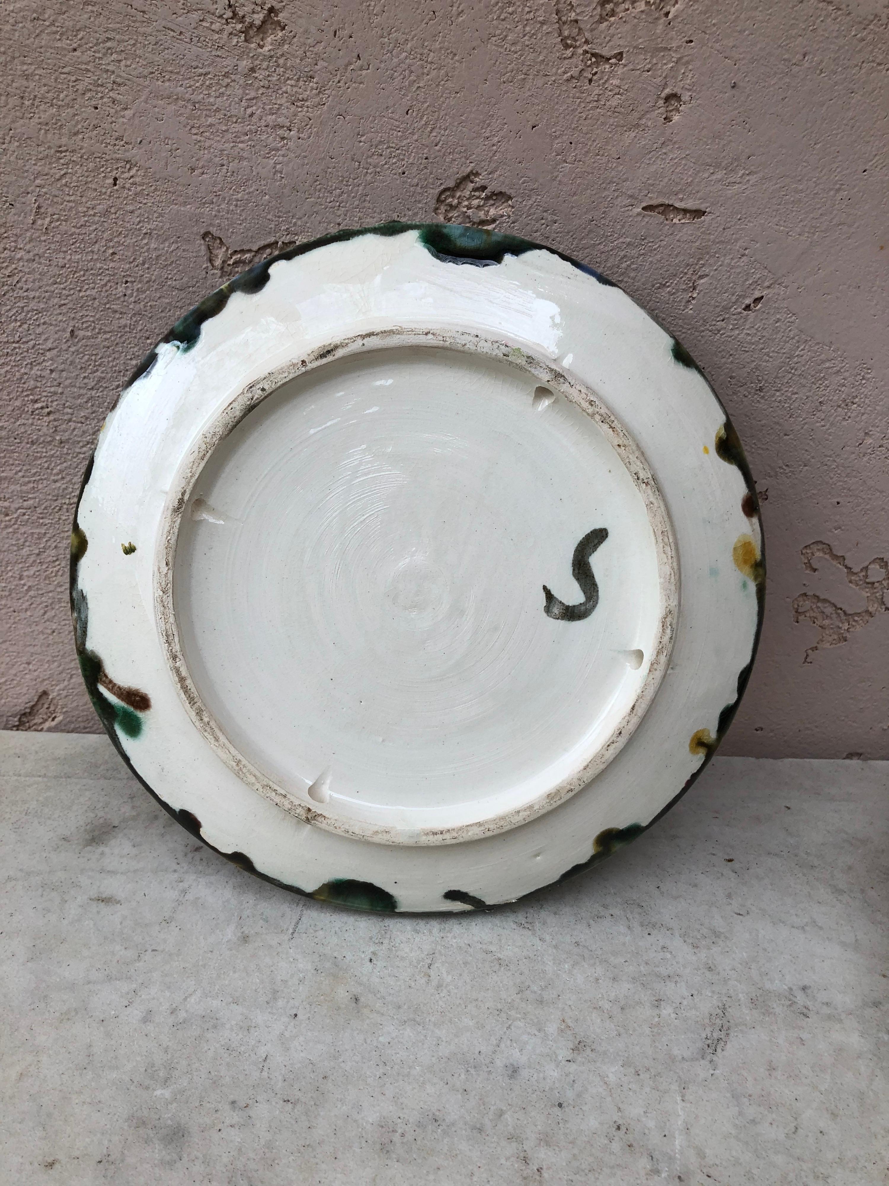 Ceramic Majolica Palissy Portuguese Crab Wall Platter, circa 1940