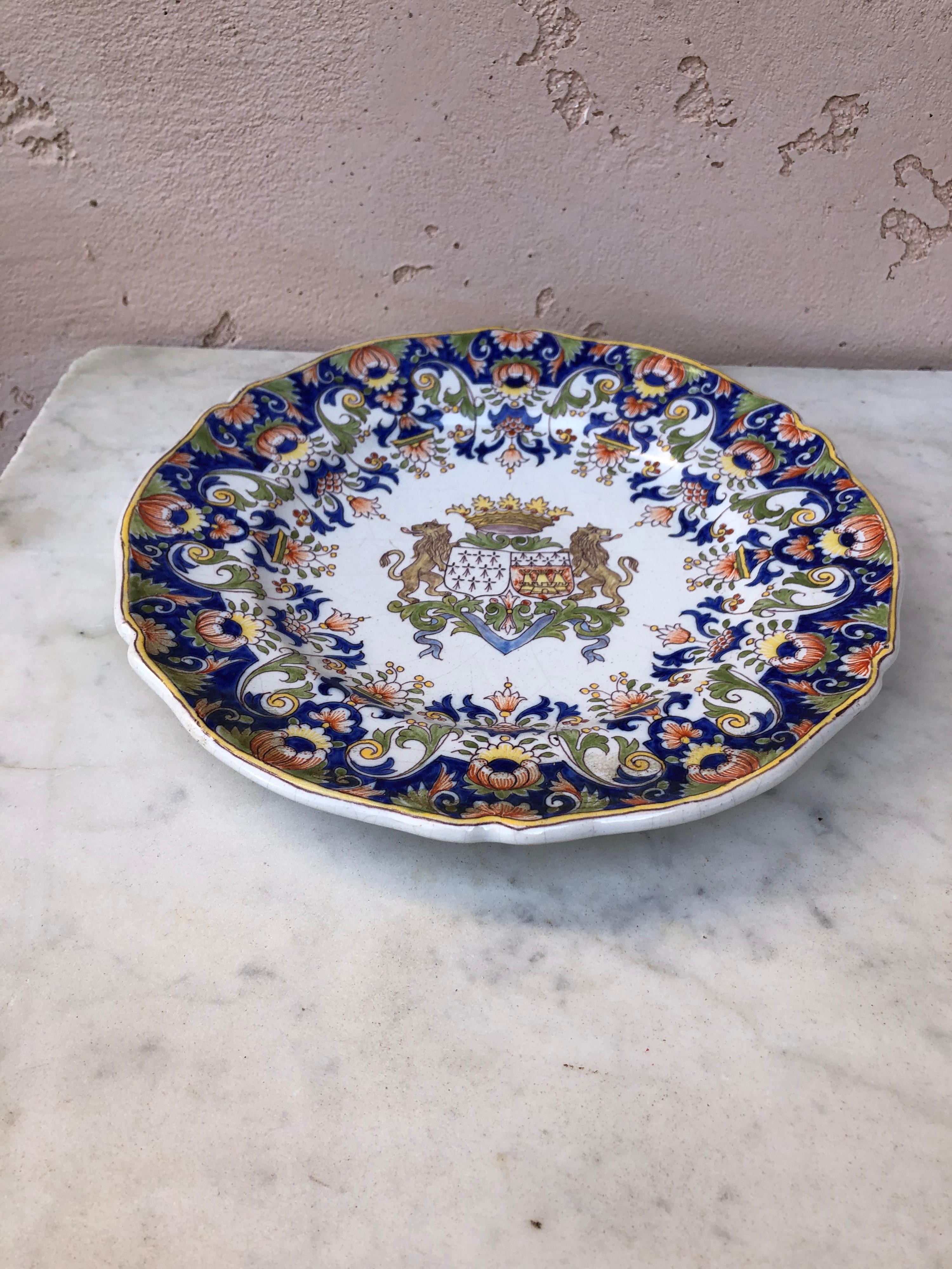 French Provincial Large French Faience Platter Fourmaintraux Desvres, circa 1890