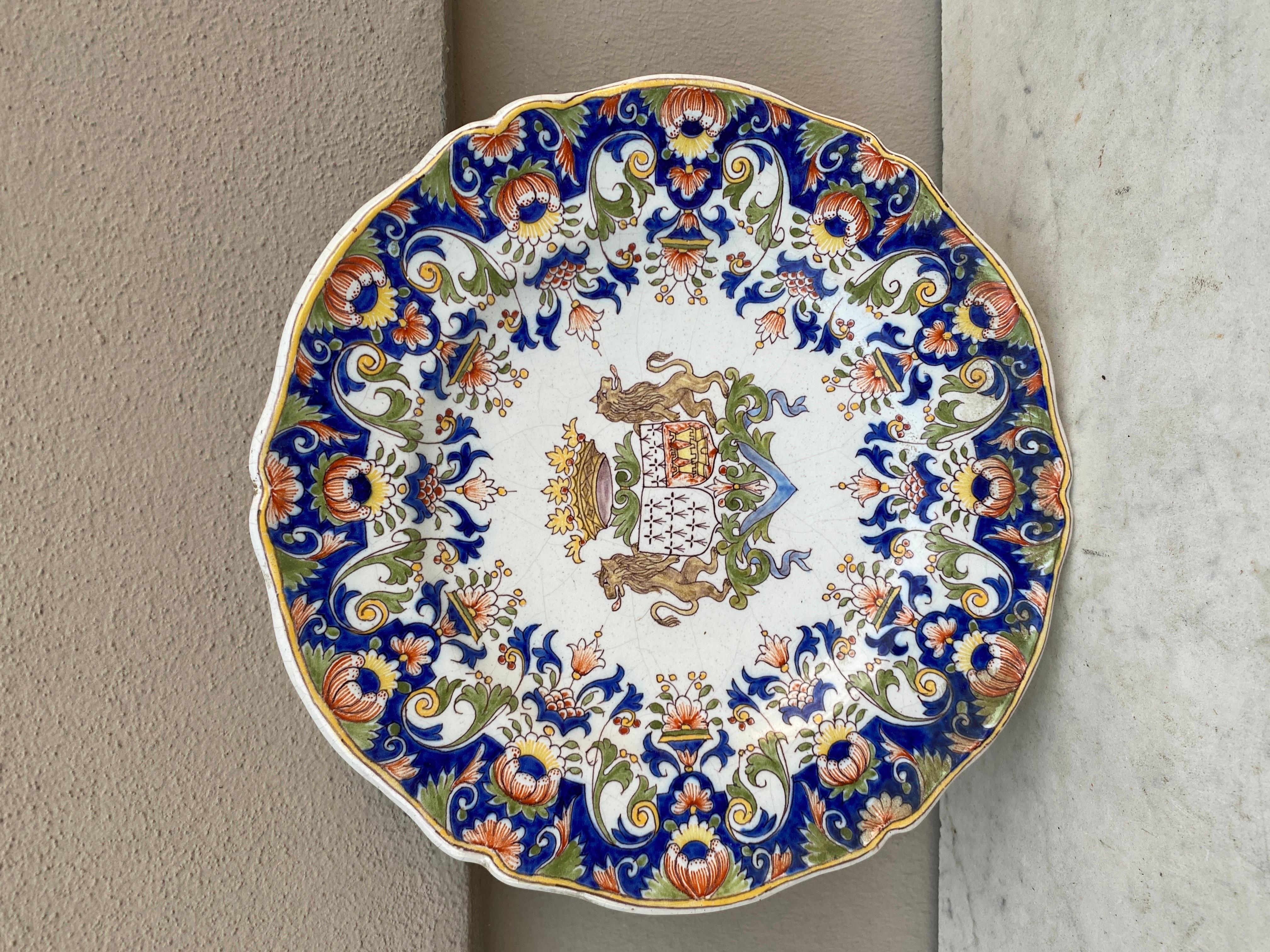 Large French Faience Platter Fourmaintraux Desvres, circa 1890 5