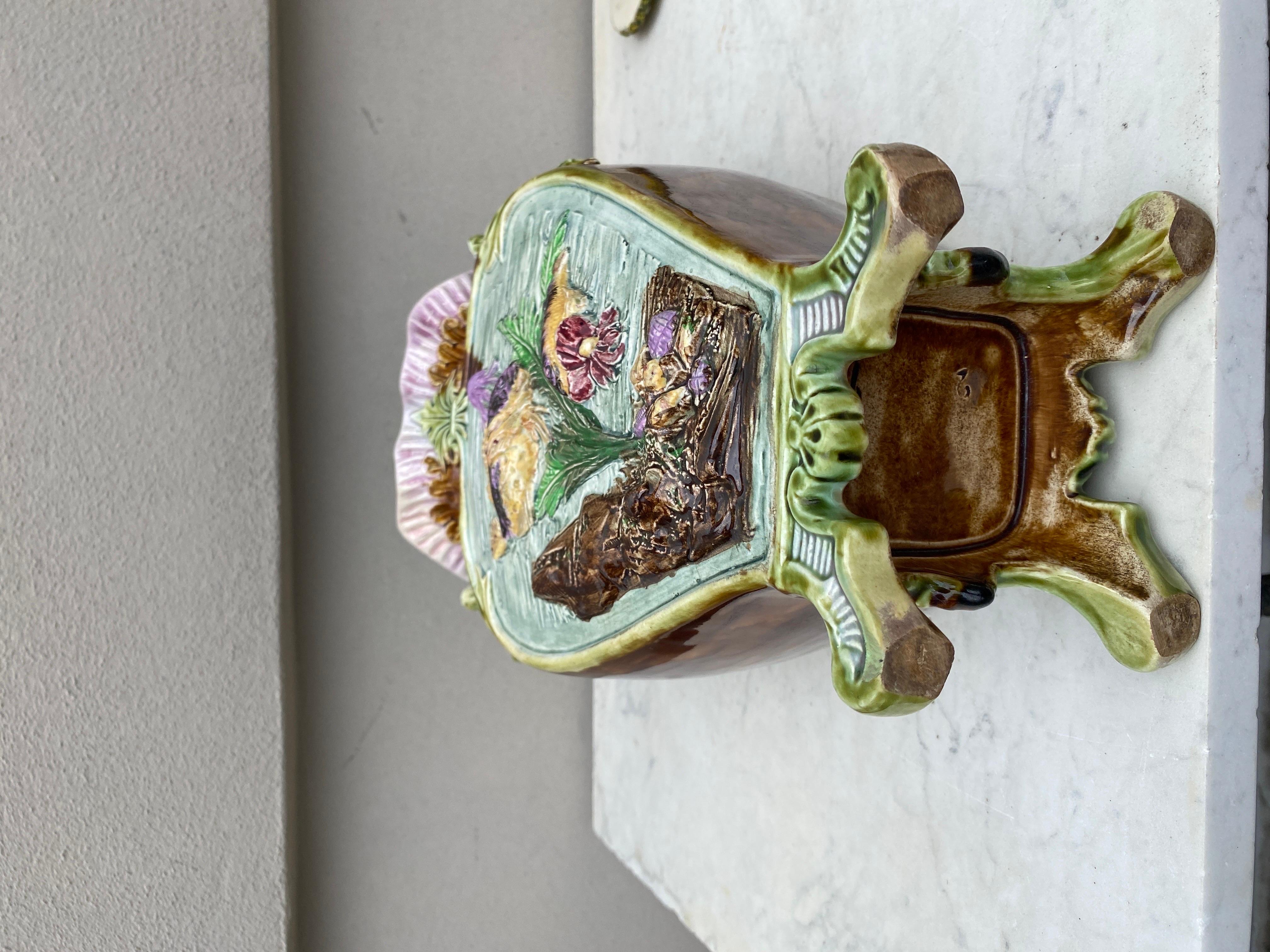 French Majolica Vase with Fishs and Shells, circa 1880 For Sale 9