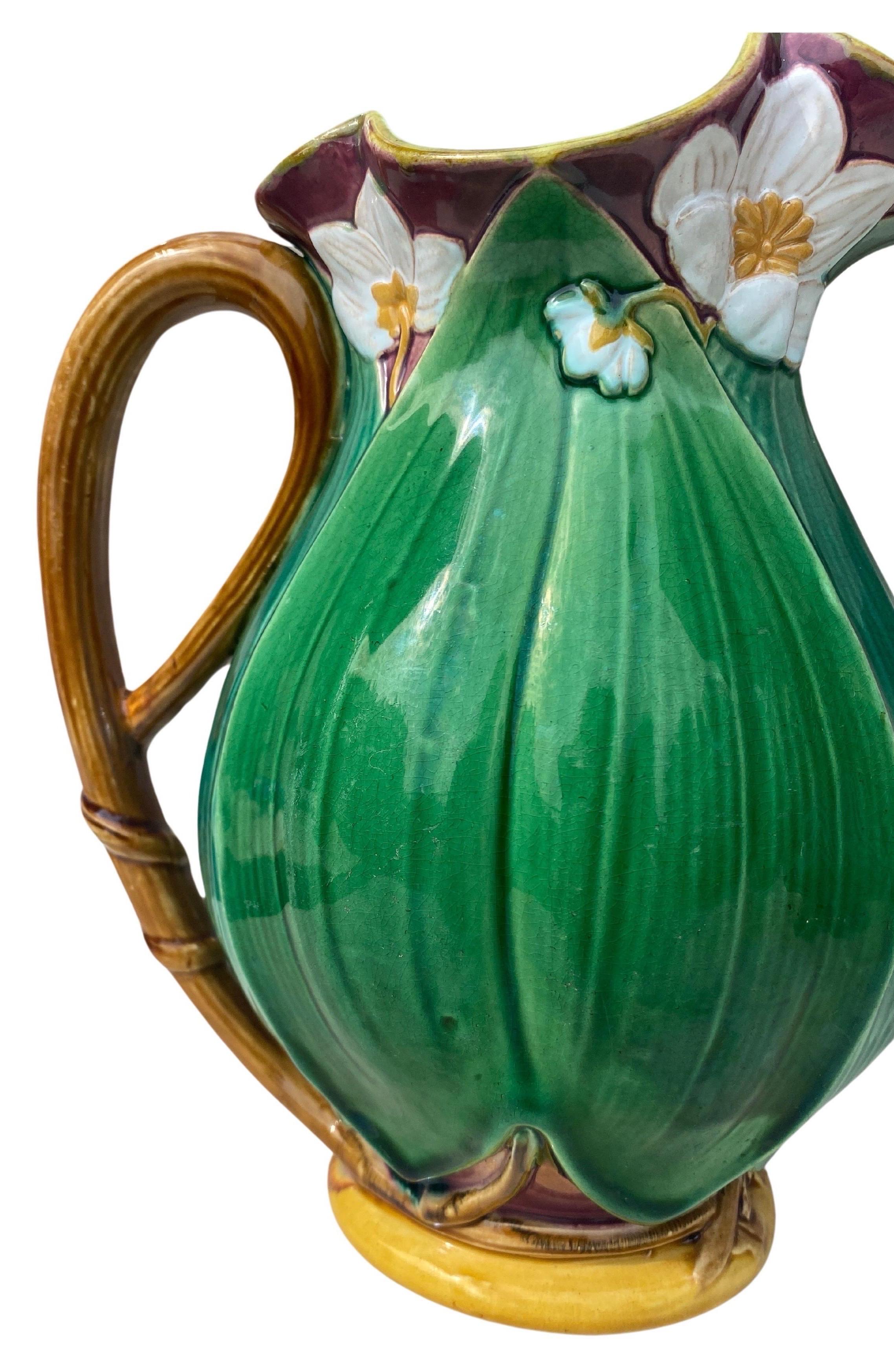 19th Century Victorian Majolica Minton Lily Pitcher For Sale 2