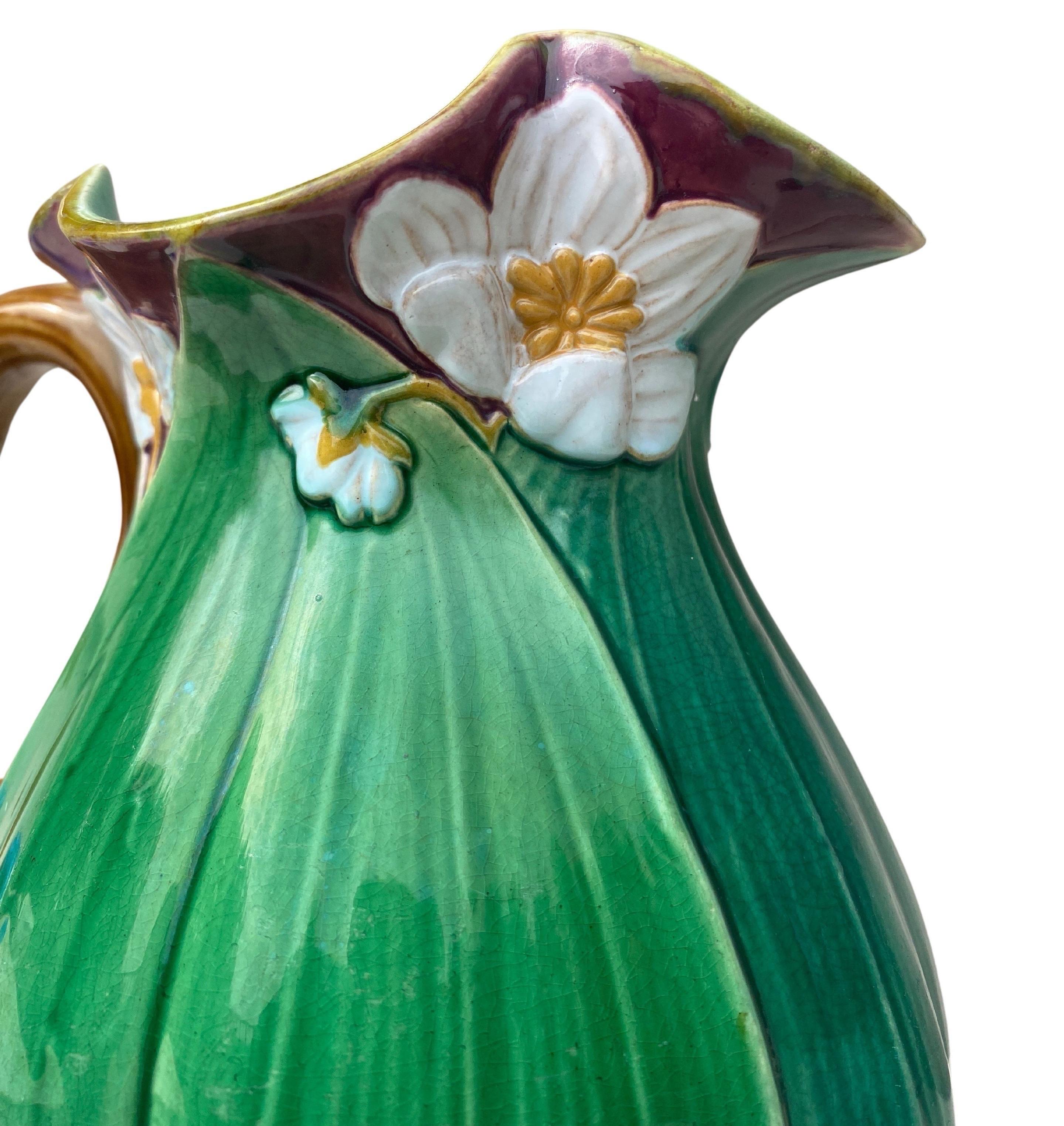 19th Century Victorian Majolica Minton Lily Pitcher For Sale 3