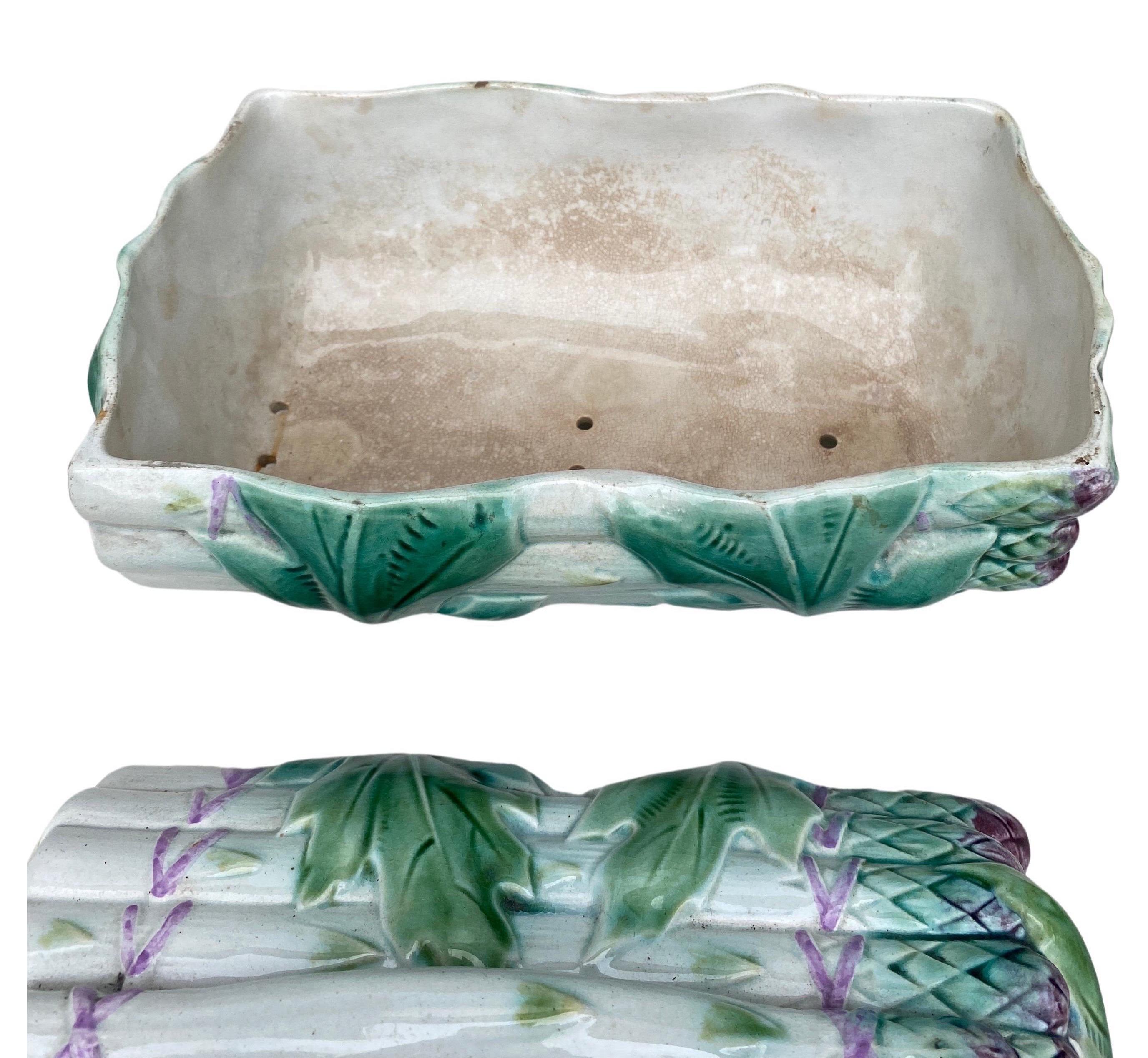 19th Century Majolica Asparagus & Artichoke Tureen Saint Amand For Sale 1