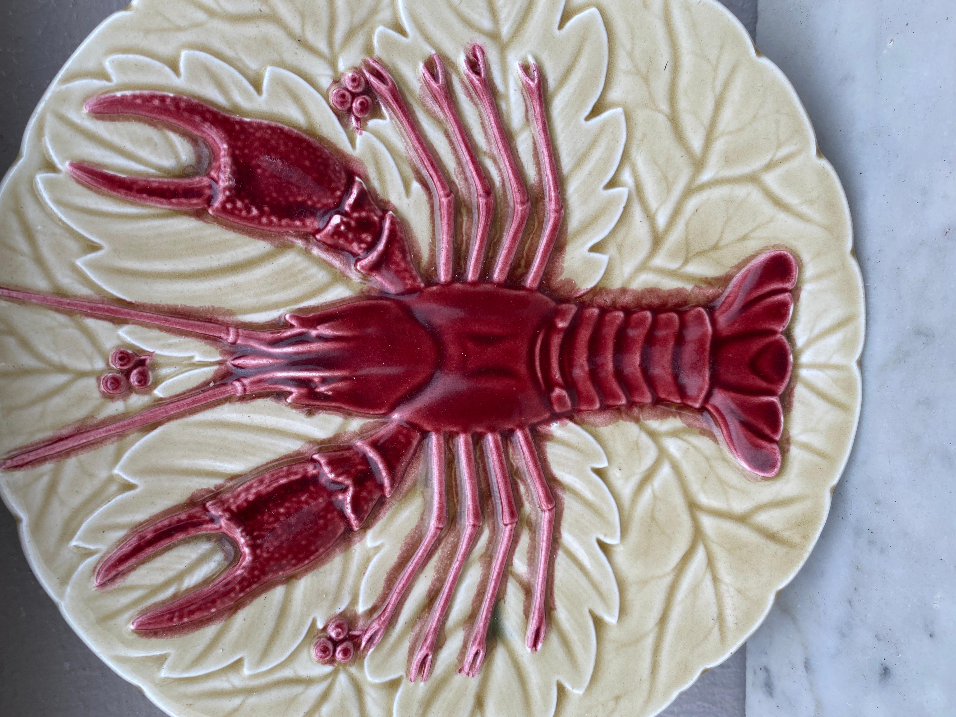 Majolica Crawfish or Lobster Plate Schutz Cilli, circa 1900 For Sale 1
