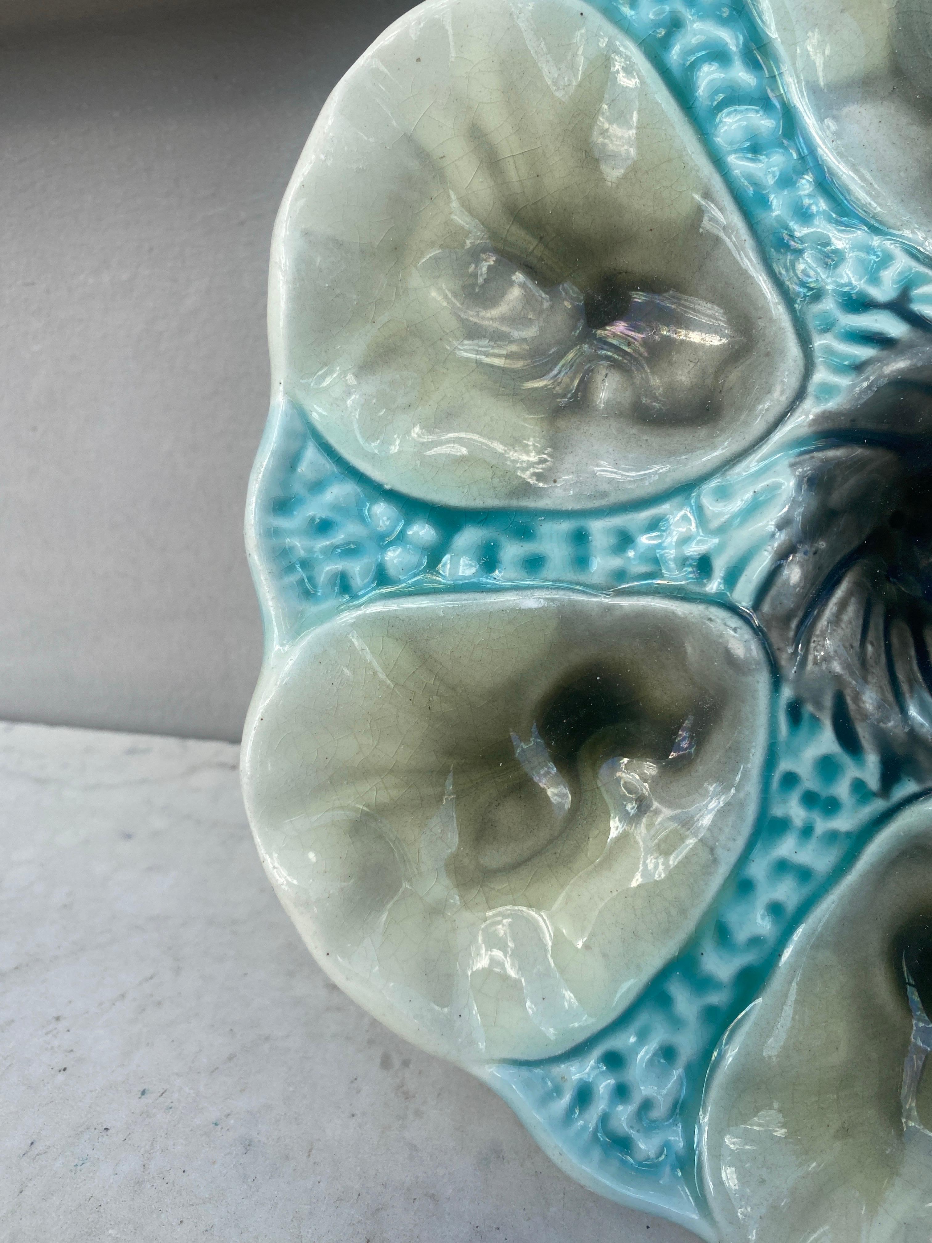 Stile provenzale Piatto per ostriche in maiolica francese Orchies, 1910 circa in vendita