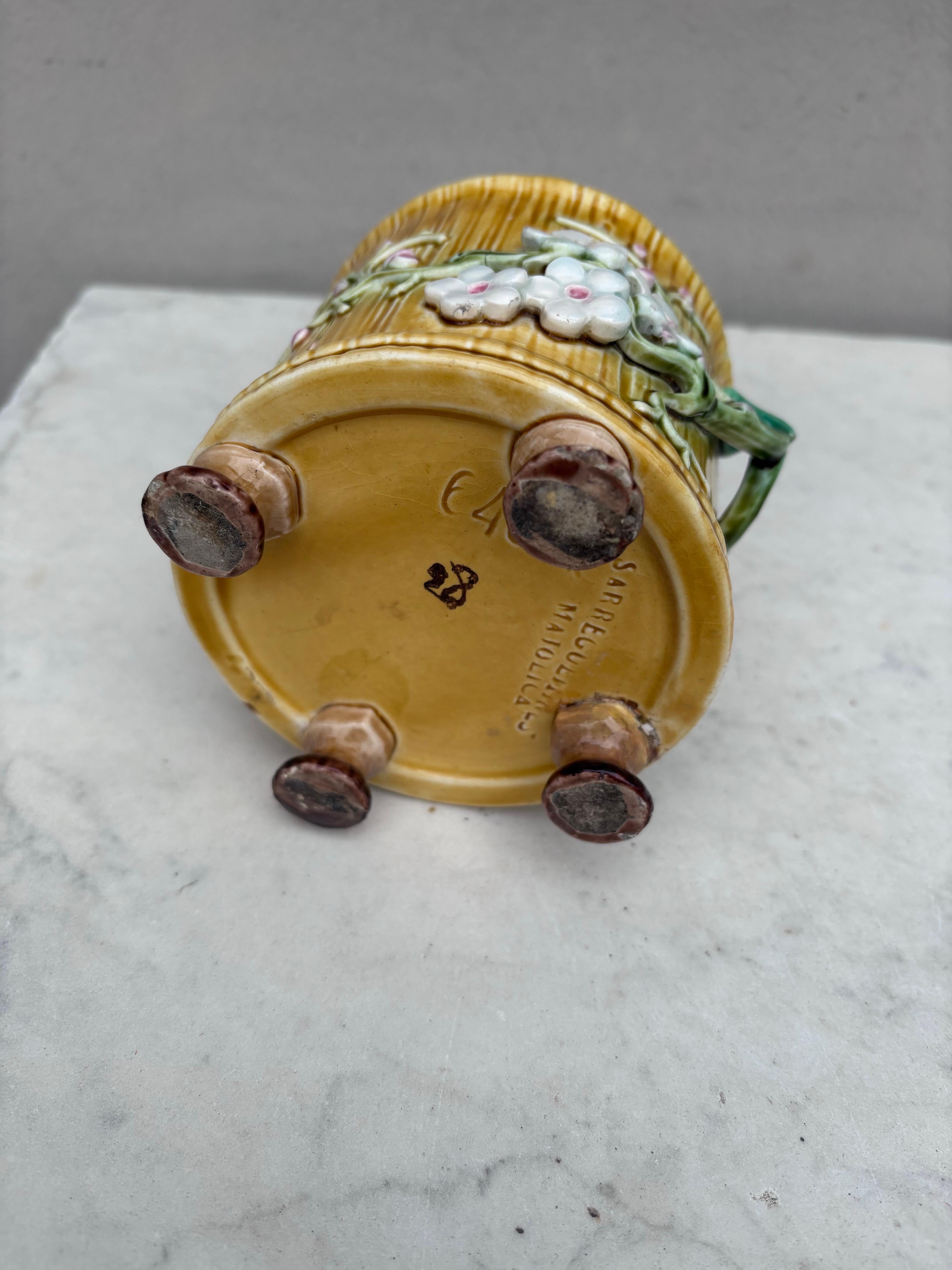 Cache Pot in bambù maiolica del XIX secolo Sarreguemines in vendita 1