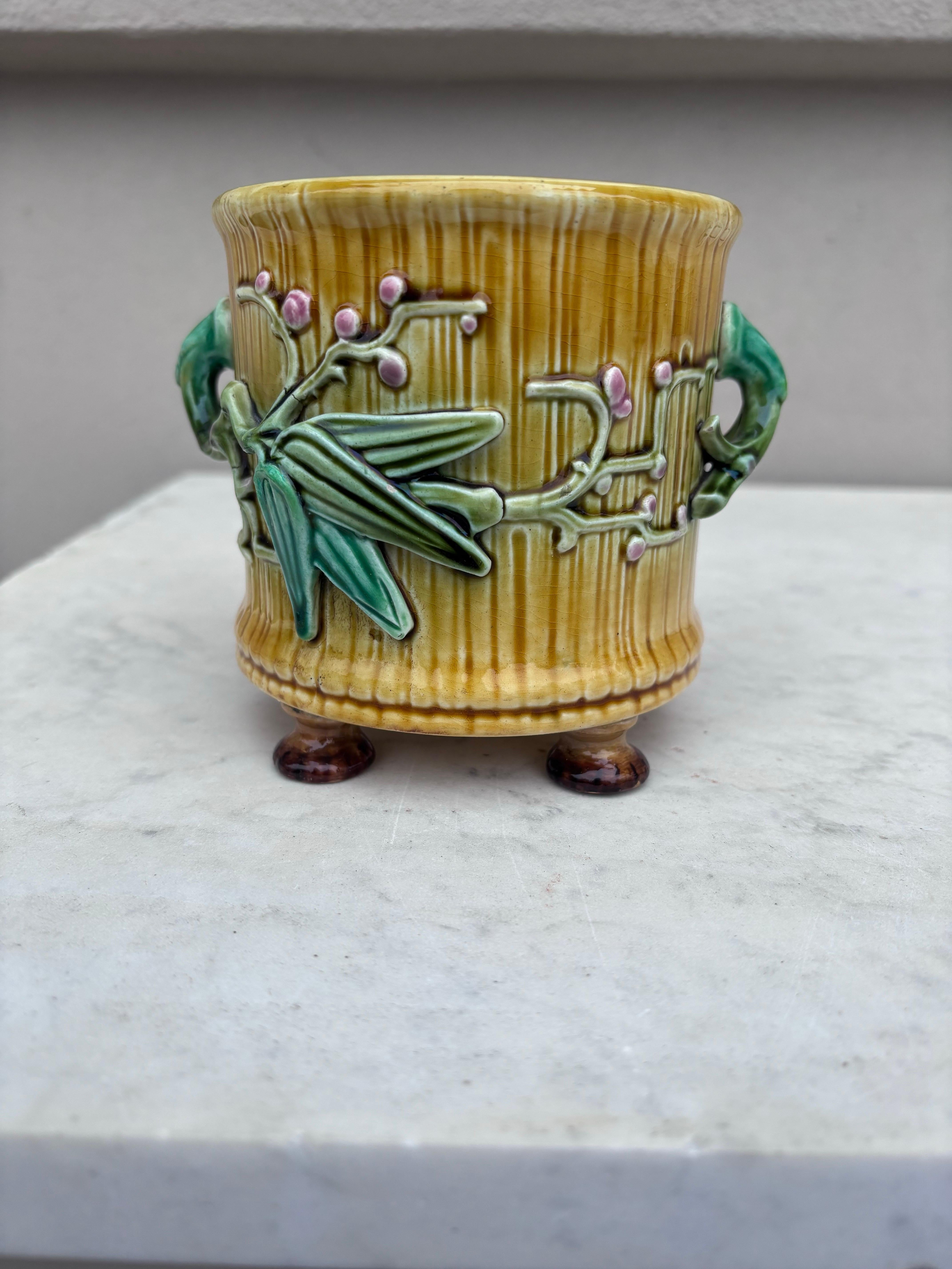 Cache Pot in bambù maiolica del XIX secolo Sarreguemines In condizioni buone in vendita a Austin, TX