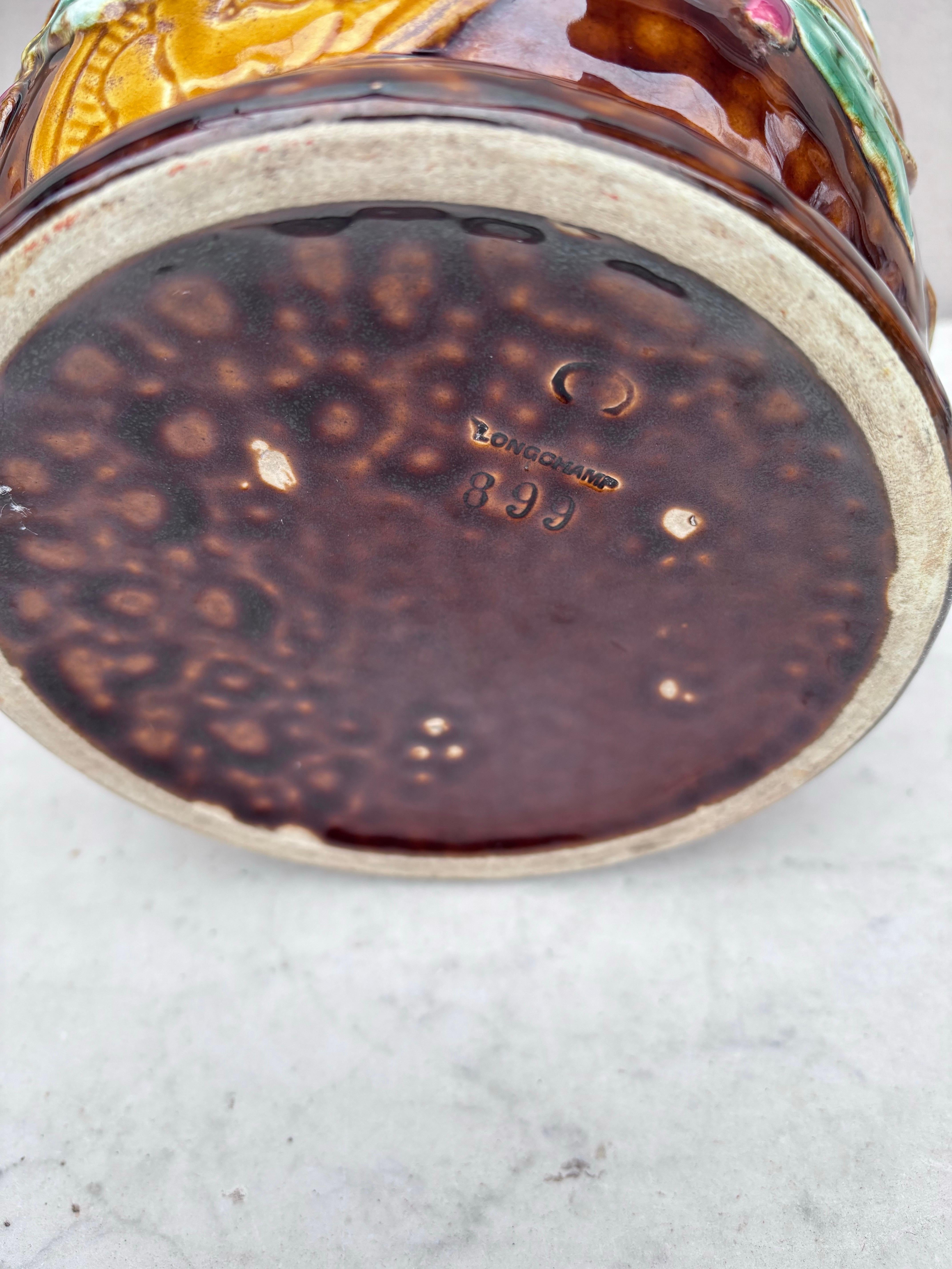 Cache pot français en majolique de Longchamp , circa 1890 en vente 6