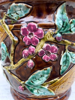 French Majolica Cache Pot Longchamp , circa 1890