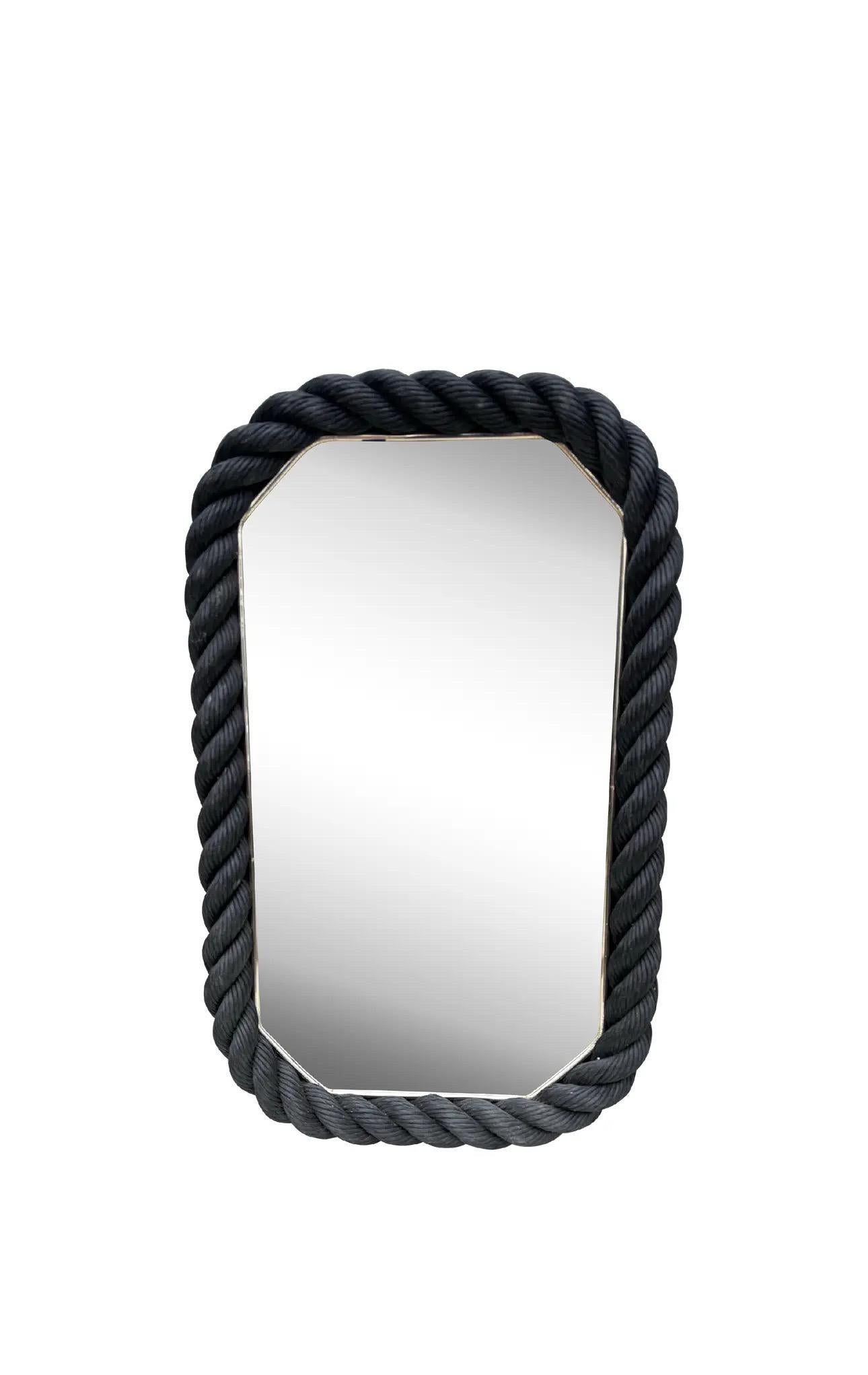 Black Rectangular Rope Mirror Adrien Audoux and Frida Minet, circa 1960.
Height / 24 inches on 15 inches.
