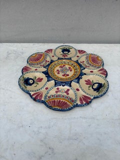 French Faience Oyster Plate Henriot Quimper, circa 1930