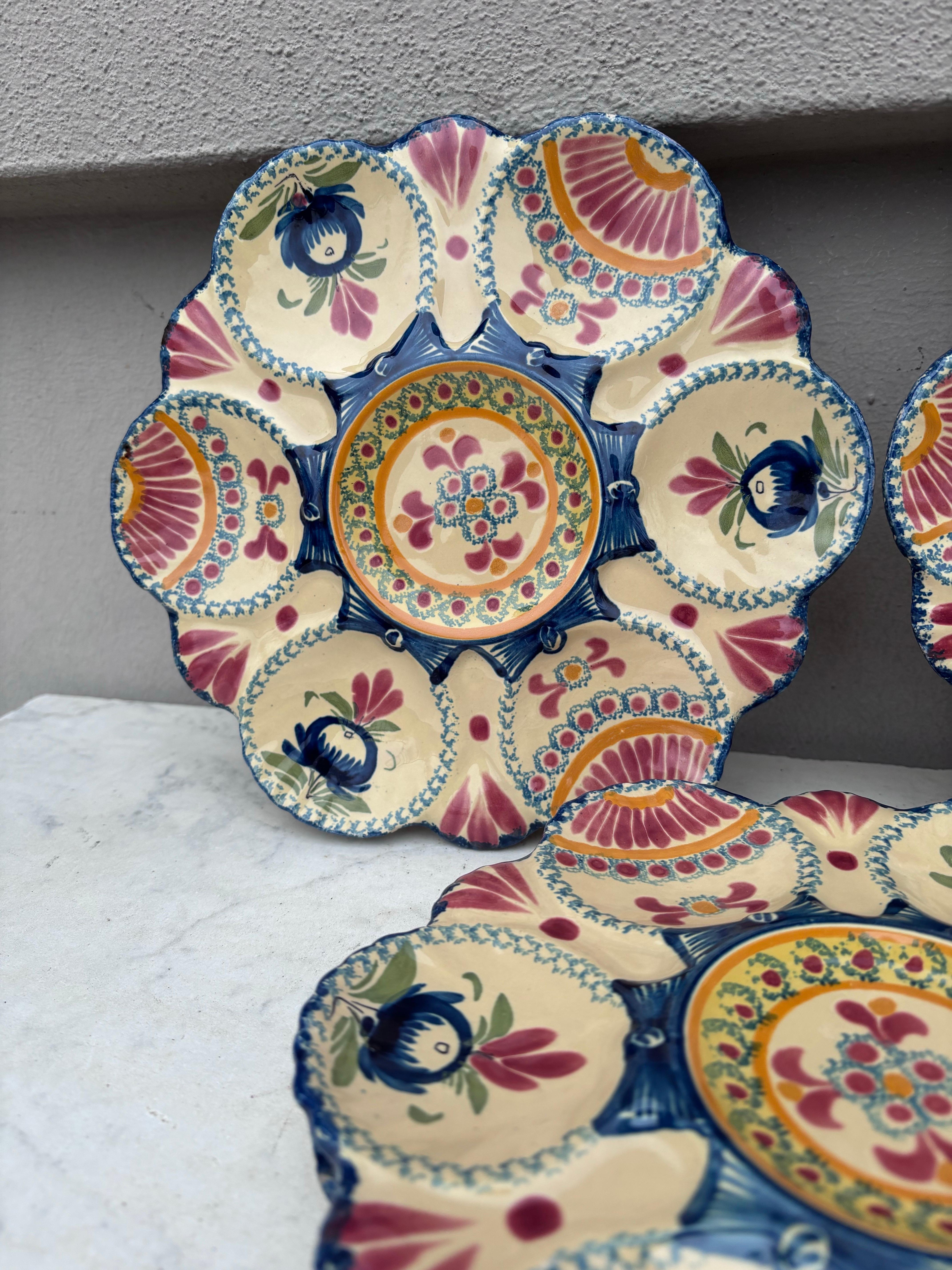 Plato de ostras de loza francesa Henriot Quimper, hacia 1930 en Bueno estado para la venta en Austin, TX