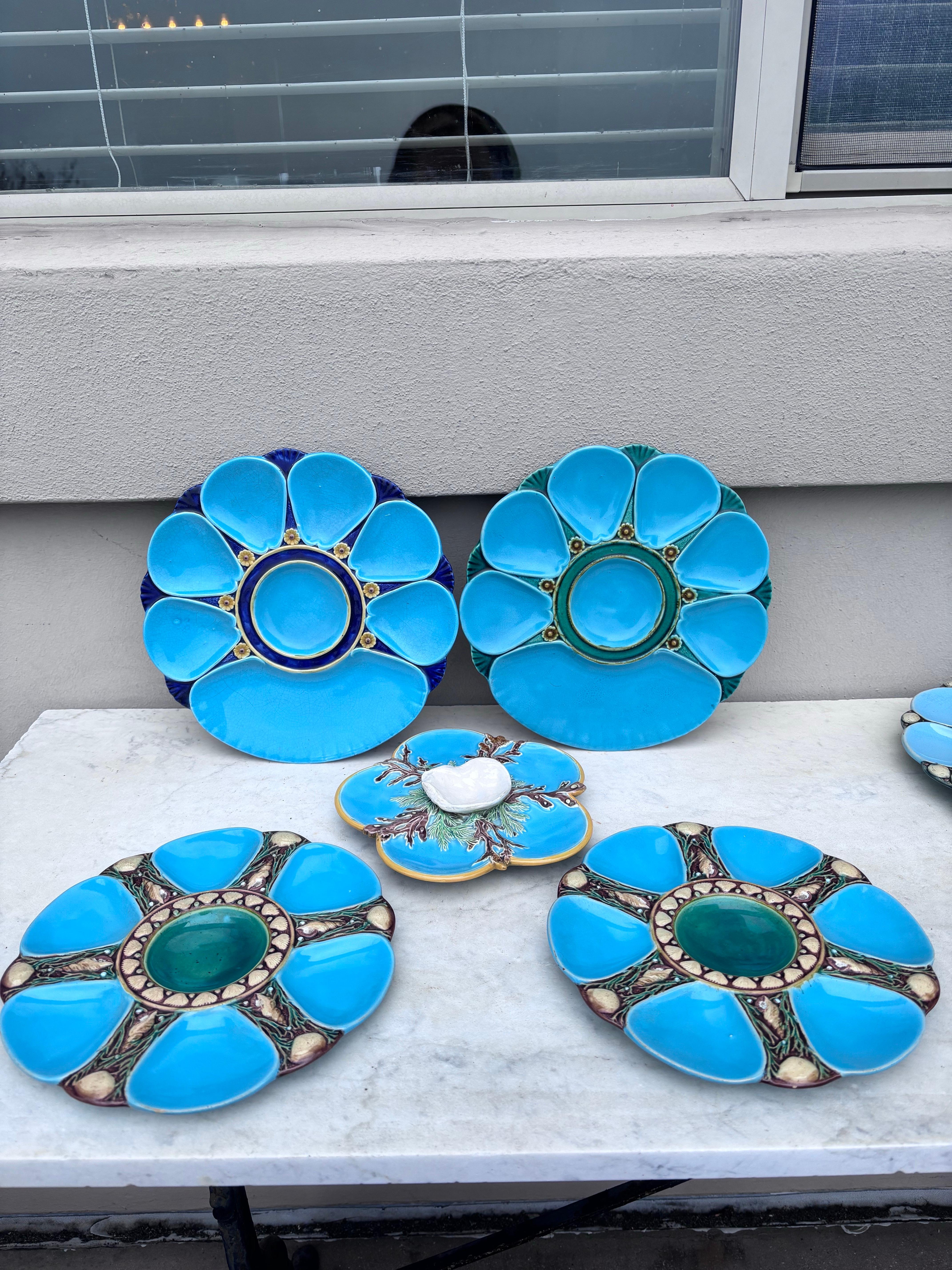 19th Century Majolica Aqua Oyster Plate Minton For Sale 4