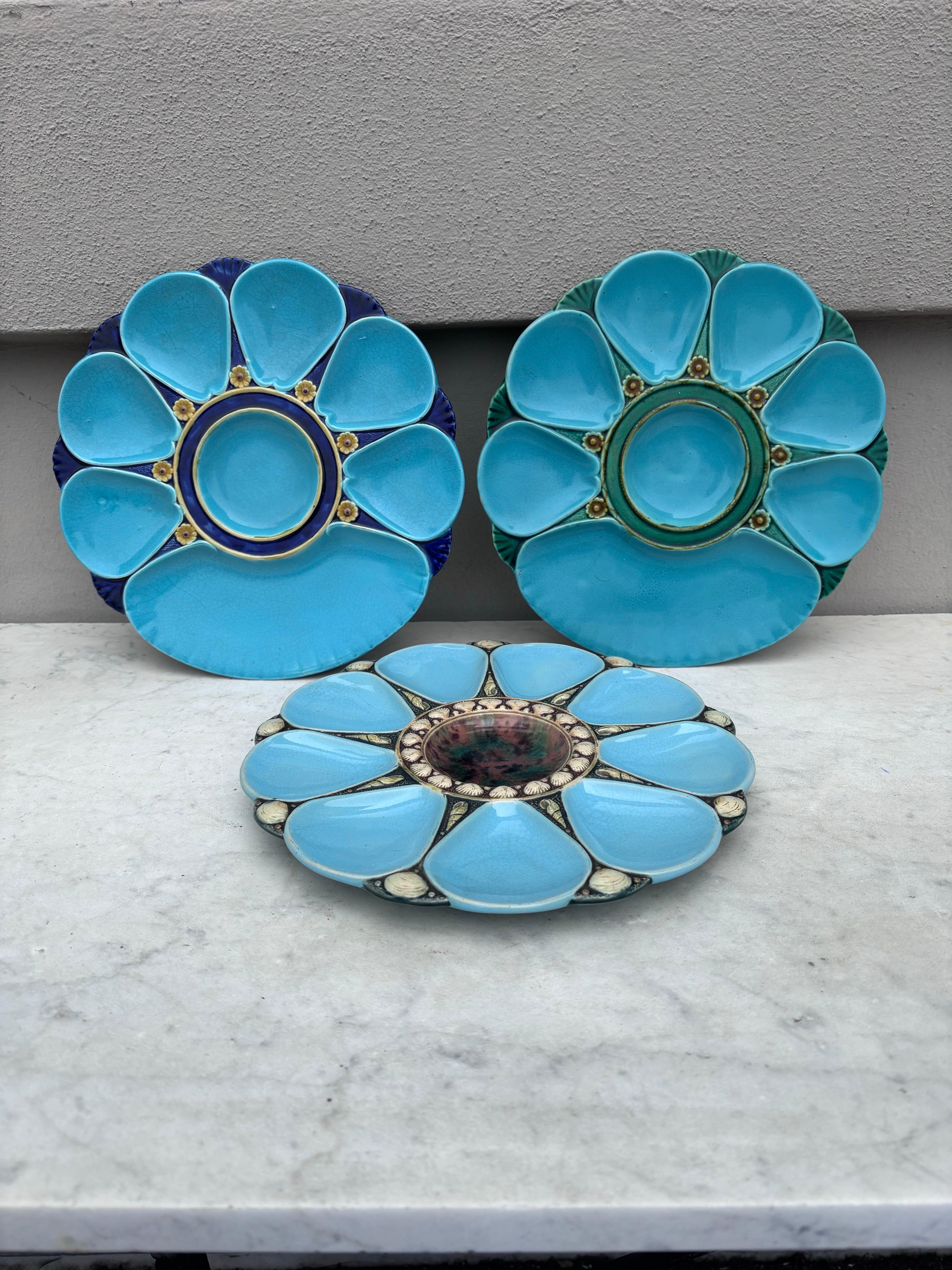 19th Century Majolica Aqua Oyster Plate Minton For Sale 5