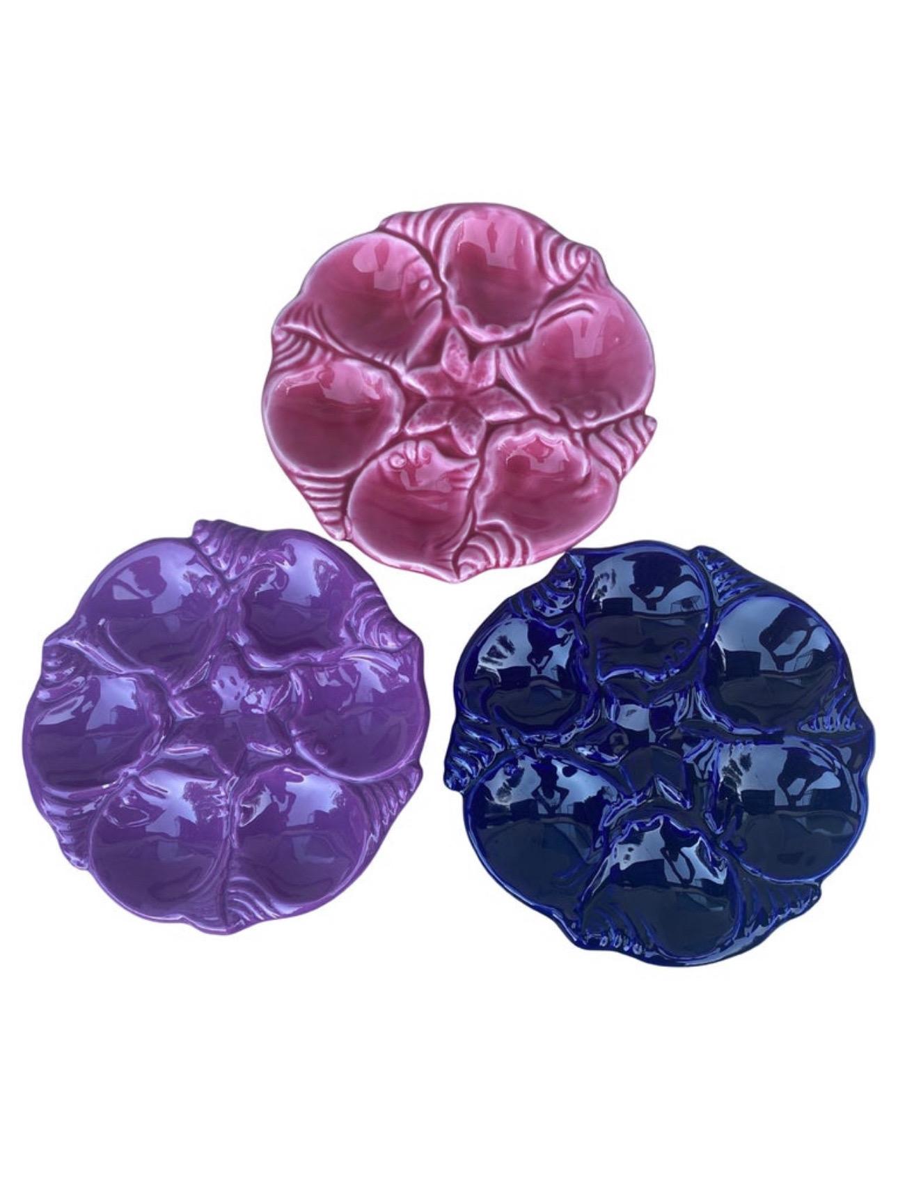 Mid-Century Majolica Purple Oyster Plate Vallauris For Sale 1