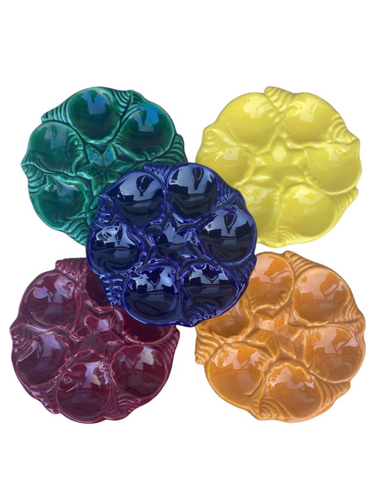 Mid-Century Majolica Purple Oyster Plate Vallauris For Sale 3