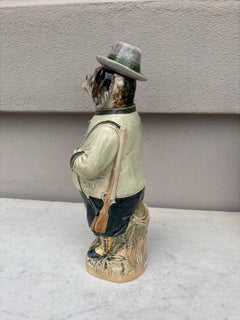 Majolica German Dog Bottle, circa 1890