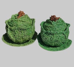19th Century Pair of French Majolica Cabbage Tureen