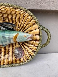 19th Century Majolica Palissy Wall Fish Platter Choisy Le Roi