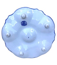 19th Century Blue & White Seaweeds Oyster Plate Bordeaux