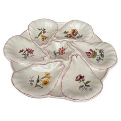 Majolica Flowers Oyster Plate Longchamp, circa 1900