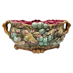 19th Century French Majolica Chesnut Jardinière Onnaing