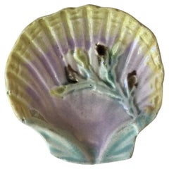 Antique English Majolica Shell Butter Pat, circa 1880