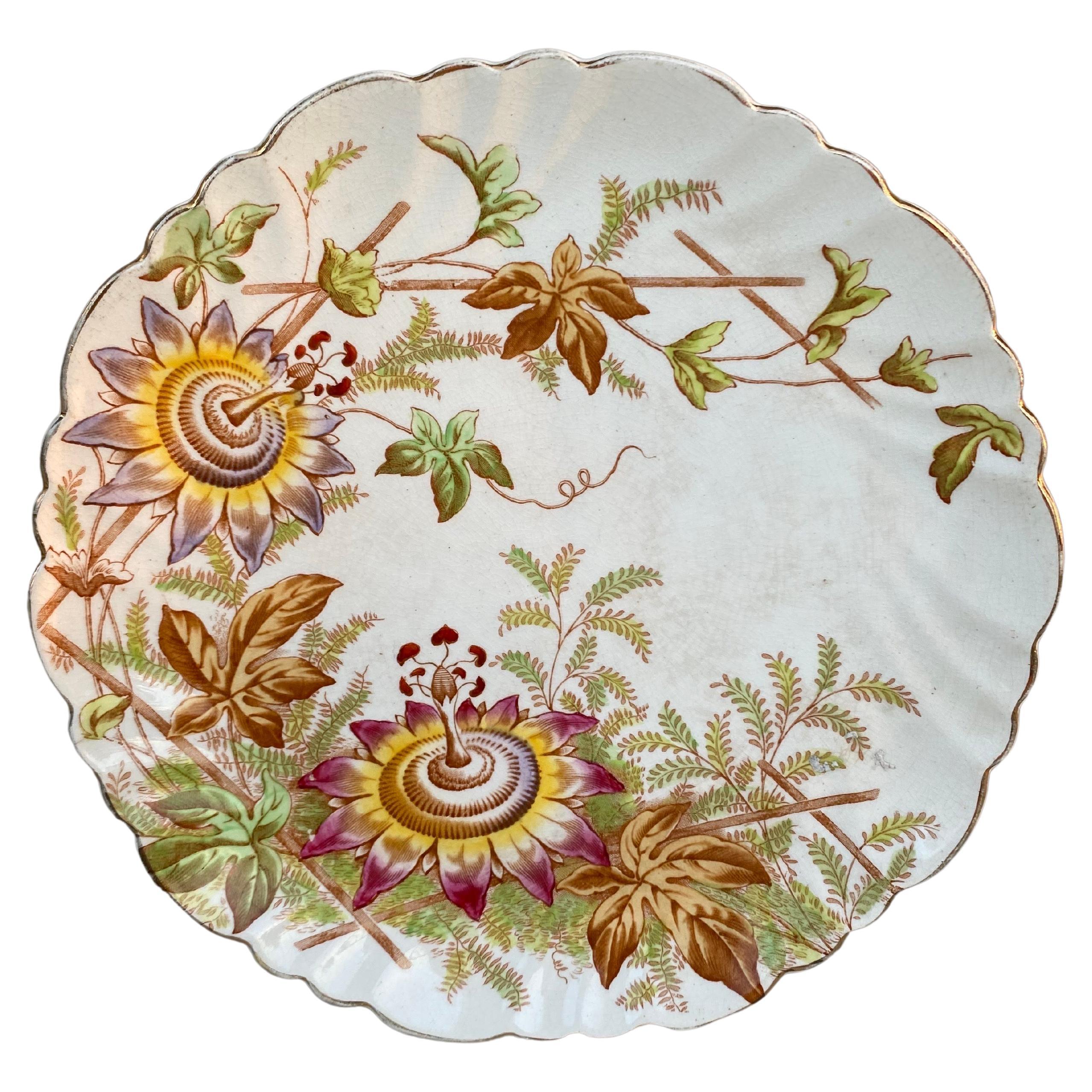 19th Century English Passiflora Plate  For Sale