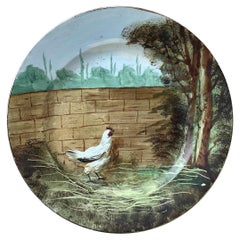 Antique French Faience Plate with Hen Choisy Le Roi, circa 1890