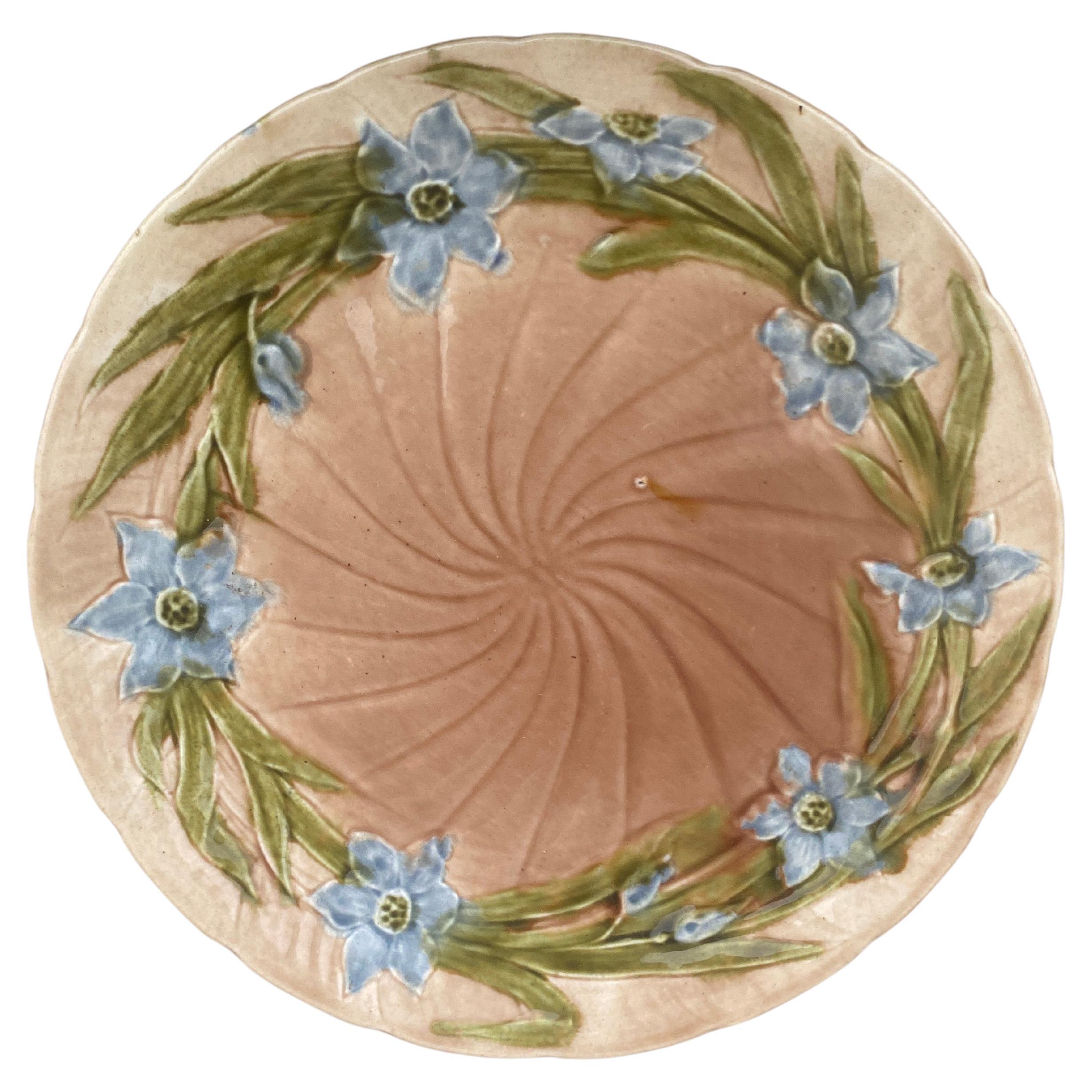 Austrian Majolica Flower Plate, circa 1900