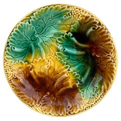 19th Century French Majolica Leaves Plate