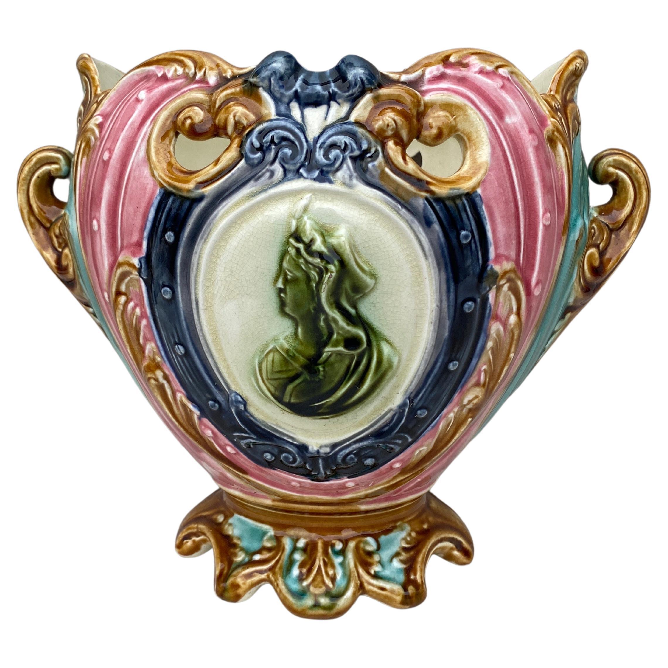 19th Century French Majolica jardinière Onnaing For Sale