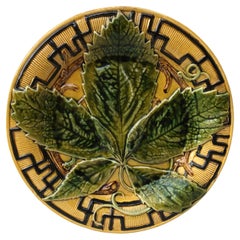 French Large Majolica Chesnut Leaf Platter, circa 1880