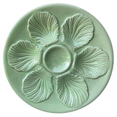 French Green Majolica Oyster Plate, circa 1950