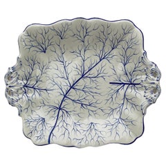 Antique English Majolica Rectangular Blue & White Platter, circa 1890