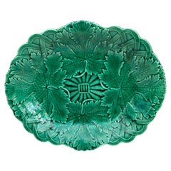 19th Century Victorian Leaves Green Platter Wedgwood