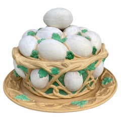 Majolica Caneware Egg Basket Tureen Wilhelm Schiller and Sons