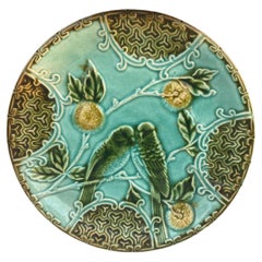 Majolica Parakeets Plate Salins, circa 1890