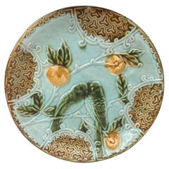 Majolica Parakeets Plate Salins, circa 1890